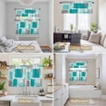 thumbnail image 6 of Turquoise Grey Ombre Kitchen Curtains Sets for Windows 36 Inch Length, Farmhouse Abstract Mottled Art Rod Pocket Window Treatments Tier Curtains and Valances Set for Bedroom/Bathroom, 6 of 8