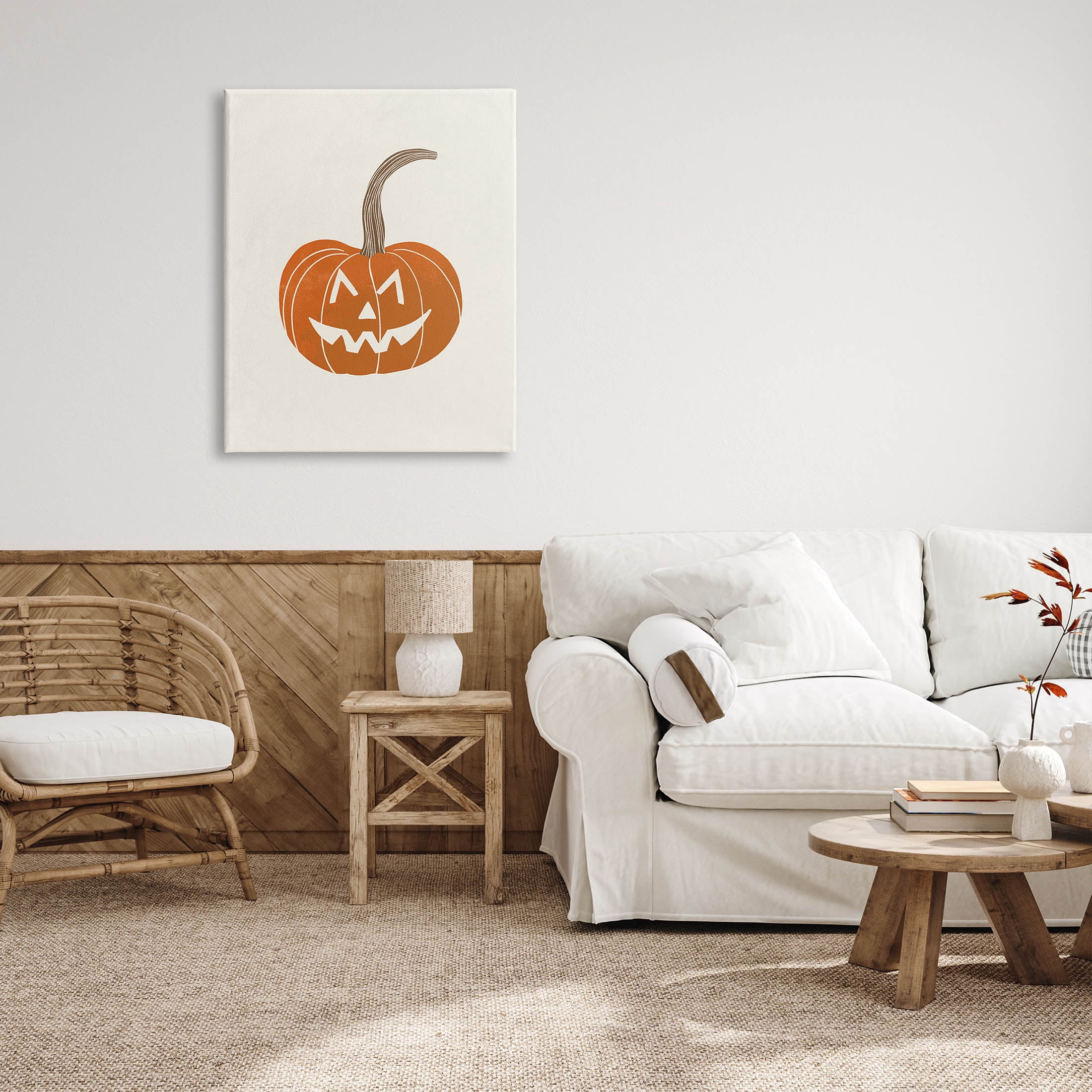 Casual Jack-o-Lantern Smile Holiday Graphic Art Gallery Wrapped Canvas Print Wall Art