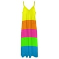 thumbnail image 6 of PLAIN SOLID NEON FLUORESCENT RAINBOW STRIPES 5 COLORS Sleeveless Dress Women's Evening Dress Womans Clothing, 6 of 9