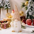 thumbnail image 3 of Christmas Gnome Gifts Holiday Decoration Handmade Tomte Plush Doll with Lamp, Home Ornaments Tabletop Santa Figurines 12.59" (Khaki Hat), 3 of 9