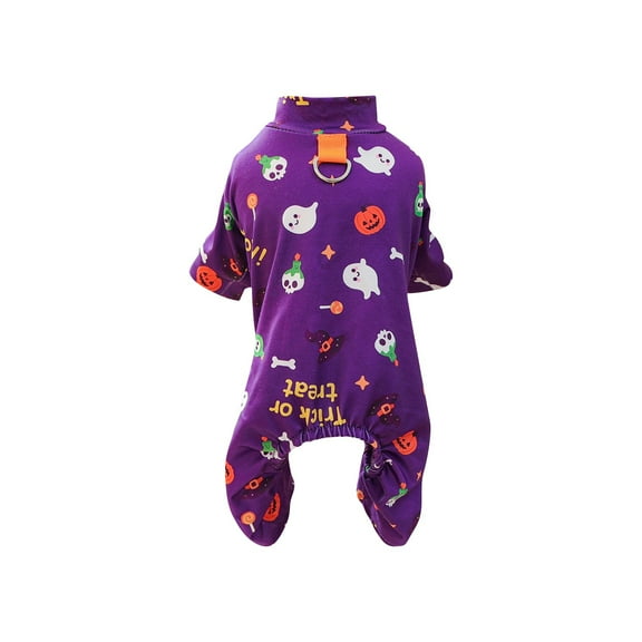 Halloween Dog Pajamas Funny Ghost Soft Stretchy Doggy Clothes Onesie Outfit for Small Medium Dogs Boy Girl Pet Apparel Lightweight Cozy Pjs for Halloween Party