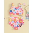 thumbnail image 4 of Suealasg Kids Girls 2-piece Swimsuits Summer Bikini Sets Floral Print Front Twist Knot Tank Tops PP Shorts Toddler Girls Beach Bathing Suit, 4 of 8