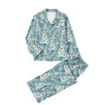 thumbnail image 3 of Tnhcen Women's Christmas Pajama Sets 2 - Piece Santa Claus Print Long Sleeve Button Front Pockets 4 - Way Stretch Elastic Waistband Sleepwear for Women S - 2XL, 3 of 5