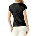 thumbnail image 3 of INSPIRE CHIC Satin Top for Women's Cowl Neck Short Sleeve Dressy Casual Blouse S Black, 3 of 6