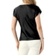 thumbnail image 3 of Blusa casual elegante de satén con cuello de cowl para mujer, manga corta, talla XL, color negro, 3 of 6