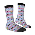 thumbnail image 4 of Yiaed Bees And Daisies Striped Print Great elasticity Crew Socks Sports socks for Men and Women, 4 of 5