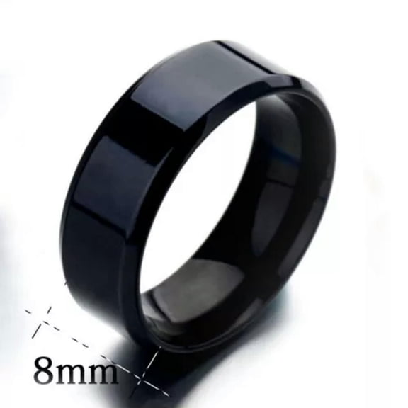 HOOUN Men Simple Titanium Stainless Ring Lover Couple Rings Jewelry Vintage Cool Ring -black-12