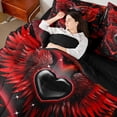 thumbnail image 4 of Feelyou Red Angel Wing Bedding Comforter Set 7pcs, Happy Anniversary Queen Bedding Sets, 4 of 8
