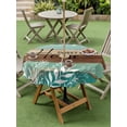 thumbnail image 4 of Outdoor Tablecloths with Umbrella Hole & Zipper, Vintage Teal Turquoise Round Tablecloth 54 Inch, Farmhouse Florals Leaf Coastal Home Waterproof Table Cloth, Patio/Pool/Picnic Table Covers, 4 of 8