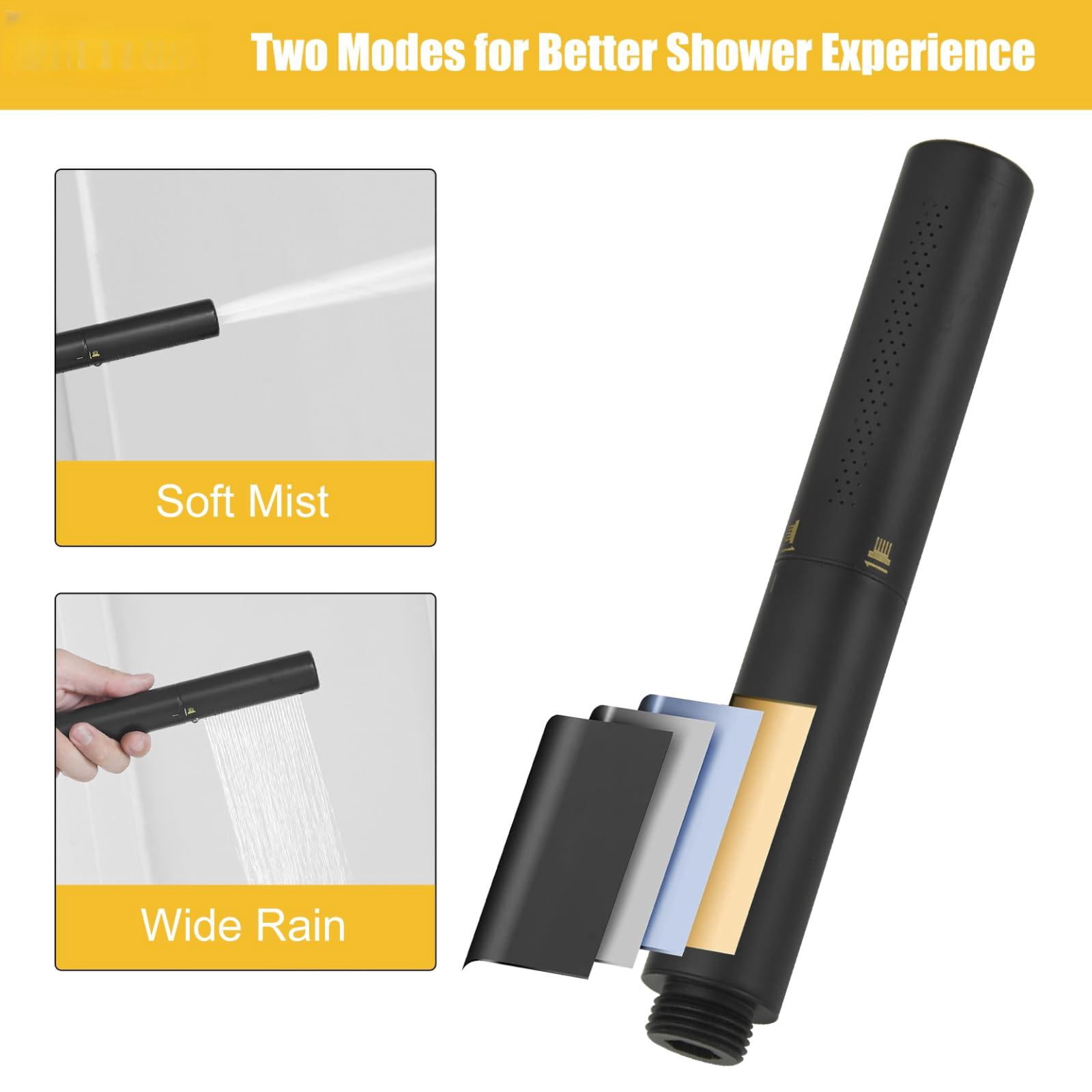 Freestanding Bathtub Faucet Matte Black Brass Floor Mount with 2-Function Hand Shower