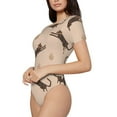 thumbnail image 2 of Daiia Leopard Print print Women's Crew Neck Short Sleeve Bodysuit Fashion Tops Fit Casual Basic Extender Bodysuit-Medium, 2 of 9