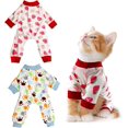 thumbnail image 1 of Pyjamas pour Chiots Ensemble 2 Pcs - Pyjamas Mignons pour Chats Grenouillère Douce pour Chiots Grenouillère Confortable pour Chiots et Chats (S Bleu-Rouge), 1 of 5