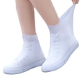 thumbnail image 4 of Fundas para zapatos de lluvia, impermeables, a prueba de polvo, reutilizables, cubiertas para zapatos de silicona gruesas para mujeres, hombres, blancas, hasta la mitad de la pantorrilla, tallas, 4 of 10