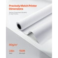 thumbnail image 3 of VEVOR Rollos de Papel de Formato Ancho, 609,6 mm Ancho y 45,7 m Largo, 8 Rollos, Ideal para Dibujos CAD, Planos Técnicos, Mapas GIS, Diseños Arquitectónicos y Papel para Plotter, Blanco Brillante, 3 of 9