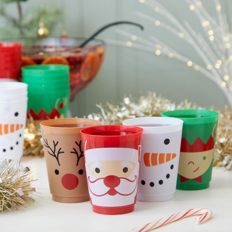 Sliner 10-Pack Christmas Plastic Cups With Lids & Straws – 24oz Reusable Tumblers For Parties, Iced Coffee, Holiday Decor
