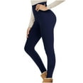 thumbnail image 3 of Wyobmus Women's Fleece Lined Leggings Casual Solid High Waist Leggings Slim Winter Warm Athletic Yoga Pants (Up to 5XL),A-Navy, 3 of 4