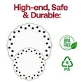 thumbnail image 6 of Smarty 10.25" White with Black Dots Round Blossom Disposable Plastic Dinner Plates 120ct, 6 of 7