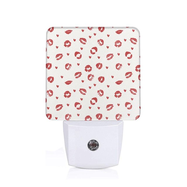 Balery Lips Kiss Luz Nocturna LED con Sensor Automático, Enchufe con Sensor Crepuscular, Luz Suave de 0.5W para Dormitorio, Pasillo, Baño-US
