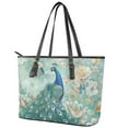 thumbnail image 3 of ZUXONGSY Retro Peacock Lotus Butterfly Print Handbag for Women Fashion Work Bag Lightweight Top Handle Satchel with Zip Compartments for Travel Shopping, 3 of 6