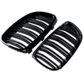 thumbnail image 6 of 1 Pair Kidney Grille Compatible with BMW 3-Series 07-10 E92 Coupe E93 Convertible 2-Door (Double Line, Glossy Black), 6 of 6