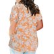 thumbnail image 3 of Plus Tamaño de las Mujeres Blusas, Cuello en V Casual Suelto Manga Corta Superior, Impresión Blusa Poliéster Spandex, 3 of 5