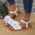 thumbnail image 3 of Rokment Women's 3D Lace Flower Flat Dress Sandals Boho Beach Summer Fashion Casual Low Heels Elastic Strap Slingback Walking Sandals for Comfortable Vacation White Size 6.5, 3 of 7