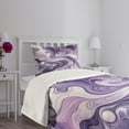 thumbnail image 3 of Ambesonne Purple Quilted Bedspread Set 2 Pcs, Dreamy Swirling Marble Print, Twin Size, Quartz Pale Mauve and Lilac, 3 of 4