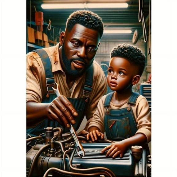Diamond Painting Kits for Adults African Father and Son Full Drill DIY Diamond Art for Adults Beginners Picture Art Crystal Painting for Home Wall Decor