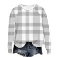 thumbnail image 2 of Women's Lightweight Sweatshirts Plaid Checkered Print Crewneck Pullover Long Sleeve Loose Christmas Casual Tops (M, Gray), 2 of 7