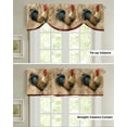 thumbnail image 4 of Farm Vintage Rooster Texture Window Valance Curtain Kitchen Cafe Short Curtains Living Room Tie-Up Valance Curtain, 4 of 6