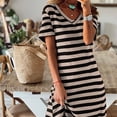 thumbnail image 4 of ClodeEU Women's Striped V Neck Short Sleeve Side Split Midi Dress,Soft Knit Casual Summer Dress White,Women's Plus XXXL, 4 of 6