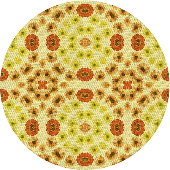 Ahgly Company Indoor Square Patterned Papaya Orange Area Rugs, 3' Square