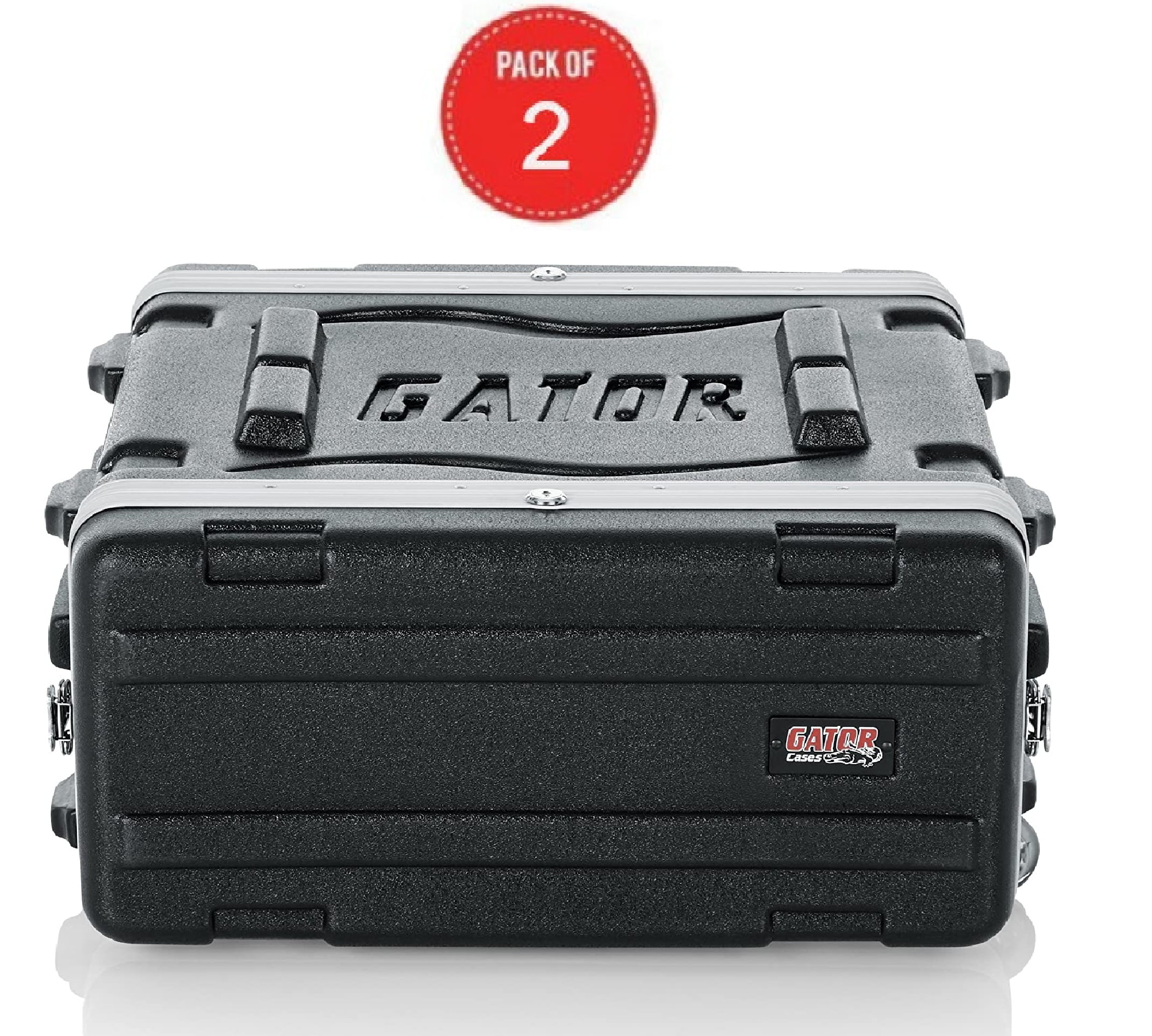 Gator Cases Lightweight Rolling 4U Rack Case with Heavy Duty Latches, Retractable Tow Handle