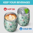 thumbnail image 4 of 12oz Stemless Wine Tumblers Light Green Christmas Village Pattern Vacuum Insulated Stainless Steel Travel Tumbler Cups Mug with Lid and Straw for Champaign,Cocktail,Beer with Cleaning Brush, 4 of 5
