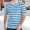Light Blue, variant on European Color Blocked Striped Men Casual Loose Comfortable Foreign Trade Business Sports Round Neck Short Sleeved T Shirt