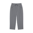 thumbnail image 4 of RQYYD Women's Elastic Waist Drawstring Capri Pants Casual Summer Button Detail Loose Cotton Blend Trousers with Pockets, 4 of 7