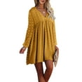 thumbnail image 3 of Qiylii Women Summer Tunic Dresses V Neck Ruffle Sleeve Casual Loose Boho Beach Short Swing Shift Dress, 3 of 7