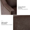 thumbnail image 6 of Upholstered Accent Chair Faux Leather Armchair Set of 2 Removable Cushion Lounge Sofa Nailhead Trims Solid Wood Legs Living Room Brown, 6 of 7