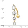 thumbnail image 3 of 10k Yellow Gold Tops Down 4 Dangle Czs Belly Button Rings Screw Navel Bars Body Piercing Naval, 3 of 7