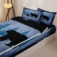 thumbnail image 3 of Erosebridal Rustic Bear Paw Print Zipper Full Size Comforter Sets with Fitted Sheet and 2 Pillowcases,Forest Pine Silhouette Zipper Bedding Set,Navy Blue Gray Black,Black Reversible, 3 of 6