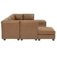 thumbnail image 5 of Pemberly Row Faux Leather 120" Modular Sectional with Ottoman in Ginger, 5 of 9