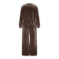 thumbnail image 5 of mihongmao Summer Outfits 2 Piece Sets for Women Dressy Women's Casual Loose-fitting Round Neck Pullover Long-sleeved Trousers Velvet Suit Coffee 2X, 5 of 8