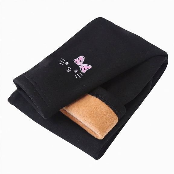 Gibobby Toddler Kids Girls Leggings Fall Winter Warm Fleece Lined Leggings Thick Thermal Pants Footless Tights Skinny Leggings Girls Stretch Tights(6-7 Years,Black)