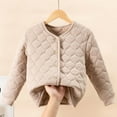 thumbnail image 3 of Efsteb 4-16 Years Girls Winter Coat Kids Button Thickened Warm Coat Long Sleeve Casual Jackets (Khaki,6 Years), 3 of 4