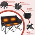 thumbnail image 5 of NAIZEA Oversized Heated Camping Chair Heats Back and Seat, 2*10000mAh Power Bank Included, Two Person Folding Loveseat Double Camping Chair, Double Lawn Chairs for Outdoor, Picnic, Lounge Patio, 5 of 9