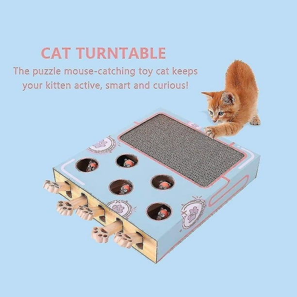 Caja de juguetes de madera para gatos, juego interactivo de topo