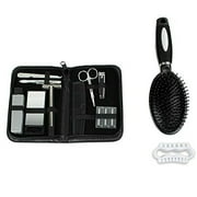Stainless Steel Hair Grooming Kit With Leather Travel Case For Men