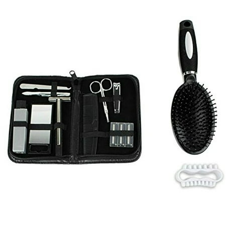 Stainless Steel Hair Grooming Kit With Leather Travel Case For Men