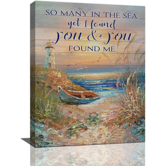 Coastal Nautical Bathroom Decor Wall Art Boat Lighthouse Pictures Ocean Canvas Prints Painting Framed Artwork for Living Room Bedroom 12''''x16''''