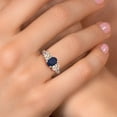 thumbnail image 4 of Gem Stone King 925 Sterling Silver Blue Sapphire and Peach Morganite Filigree Style 3 Stone Ring for Women (2.80 Cttw, Oval 8X6MM and 6X4MM) (Size 5), 4 of 6